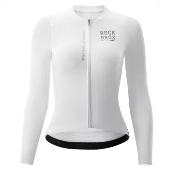 Maillot de cyclisme à manches longues femme ROCKBROS ROAD TO SKY blanc taille S