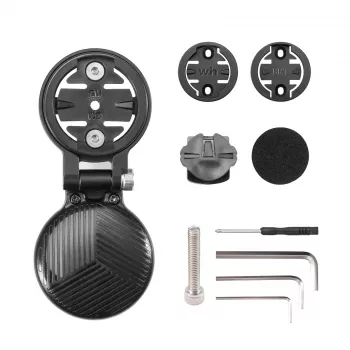 Support de compteur vélo Out-Front ROCKBROS WT-2 avec compartiment AirTag dissimulé, aluminium, noir, adaptateurs Garmin/Wahoo/Bryton