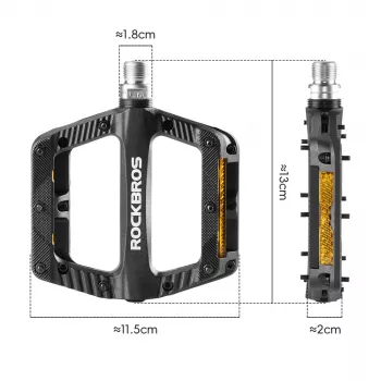 Pédales de vélo réfléchissantes en nylon ROCKBROS BP2501, noir