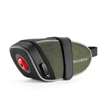 Sacoche de selle légère ROCKBROS C52-2 avec éclairage 250 mAh, verte