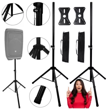 Paire de pieds d'enceinte DNA Professional DNA BOX2 Set Bag avec housse de transport, tige 35 mm, hauteur 100-180 cm, charge 30 kg, noire