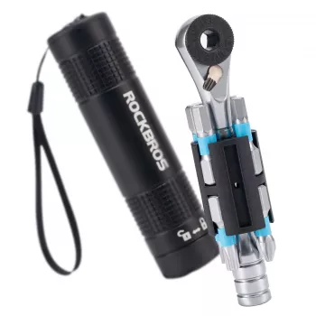 Multi-outil vélo à cliquet ROCKBROS TG-8601 avec embouts en acier S2, boîtier cylindrique en aluminium, noir