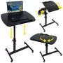 NN D2 Table de chevet réglable sur roues avec plateau inclinable, blanc/noir, 60x40 cm