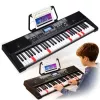 MK 2115 Clavier portable pédagogique 37 touches piano électronique avec 8 sonorités, 8 rythmes, 4 chansons de démonstration, entrée microphone, noir