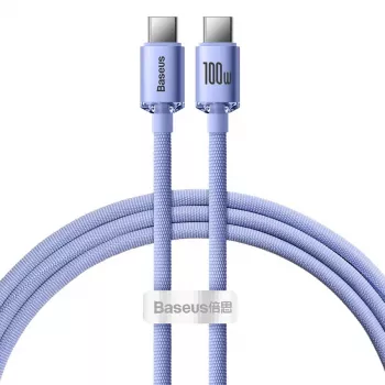 Baseus câble de charge rapide et de données USB-C vers USB-C Crystal Shine 100W PD, 1,2 m, violet