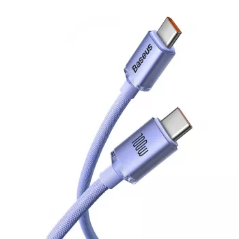 Baseus câble de charge rapide et de données USB-C vers USB-C Crystal Shine 100W PD, 1,2 m, violet