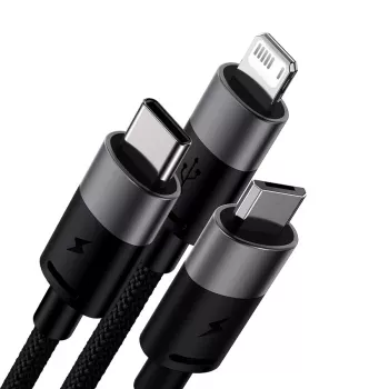 Baseus câble de charge multiple 3-en-1 StarSpeed USB-C + Micro USB + Lightning 3.5A 1,2 m noir