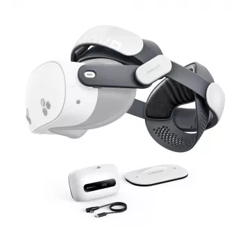 BOBOVR M3 Pro+ Sangle de tête avec batterie 6500 mAh et station de charge pour Meta Quest 3/3S - blanc