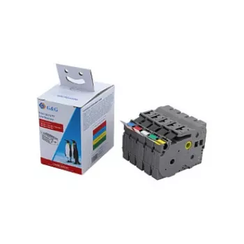 G&G BB-B-G-TZE-MP5 Ensemble de rubans d'étiquetage pour Brother P-touch série TZe (lot de 5, couleurs assorties)