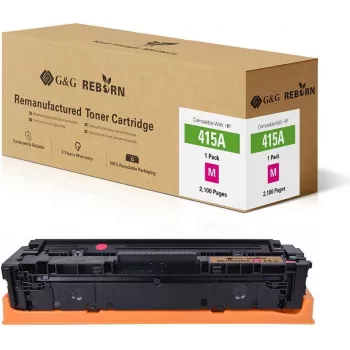 Cartouche de toner magenta remanufacturée G&G compatible HP 415A (W2013A), 2100 pages