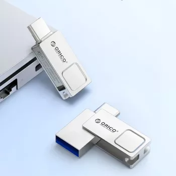 ORICO U301 128GB Dual USB-A/USB-C Flash Drive USB 3.2 Gen 1 Silver