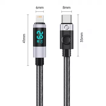 Câble USB-C vers Lightning ORICO LDC2L avec affichage LED de puissance, PD 29W, 480 Mbps, 1,5 m, noir