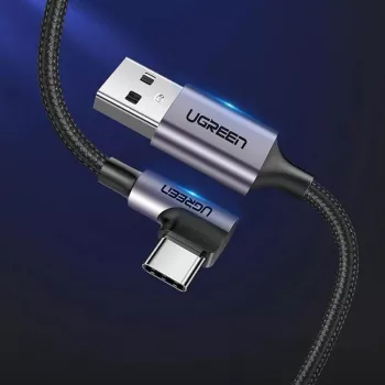 Câble coudé UGREEN US284 USB-A vers USB-C, 3A, 3 m, noir