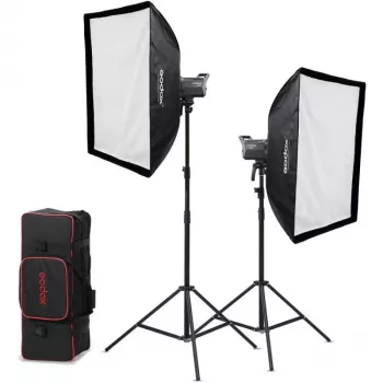 Kit de 2 monolights LED lumière du jour Godox Litemons LA200D K2 avec softbox, pieds et sac de transport