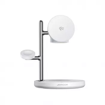 Station de charge sans fil 4-en-1 JOYROOM JR-W23 Qi2 avec veilleuse - blanche