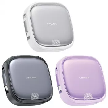 Câble de charge 3-en-1 enroulable USAMS avec boîte de rangement - USB-A vers USB-C/Lightning/Micro USB, 60W, argent