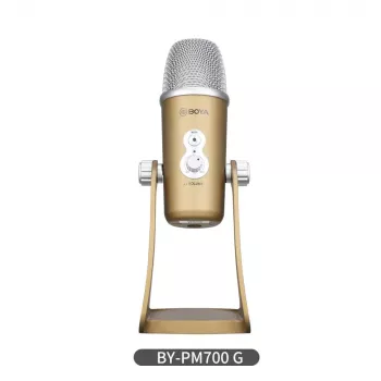 Microphone à condensateur USB BOYA BY-PM700G avec 4 directivités, 24 bits/48 kHz, réglages de gain et de sourdine, monitoring casque, pour PC/Mac