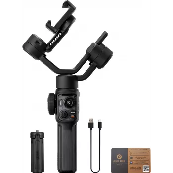 Gimbal pour smartphone Zhiyun Smooth 5S AI avec éclairage d'appoint magnétique, stabilisateur 3 axes, charge utile 300g, noir