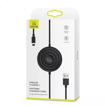 Chargeur sans fil USAMS US-CC096 10W Qi avec câble Lightning - noir