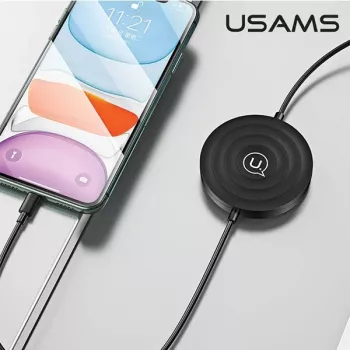 Chargeur sans fil USAMS US-CC096 10W Qi avec câble Lightning - noir