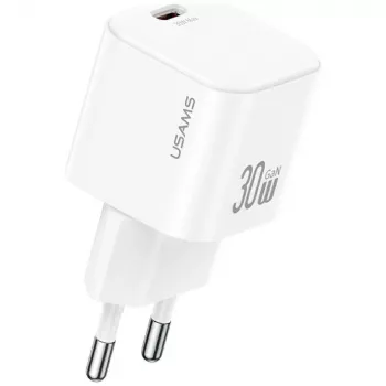 Chargeur mural USAMS JO Series CC262 30W GaN USB-C avec câble USB-C 1 m - blanc