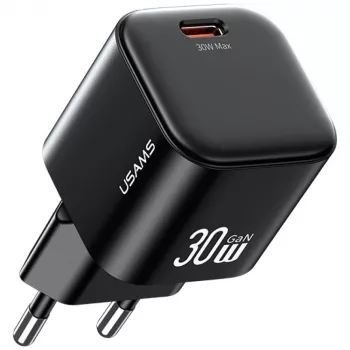 Chargeur mural USAMS JO Series CC262 30W GaN USB-C avec câble USB-C 1 m - blanc