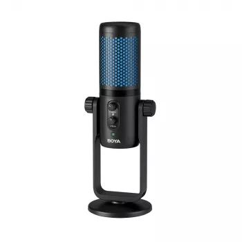 Microphone à condensateur sans fil BOYA BY-PM740 avec 4 directivités, 2,4 GHz, USB-A et 3,5 mm, noir