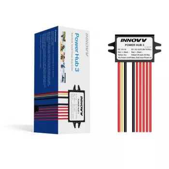 INNOVV Power Hub 3 - Répartiteur d'alimentation 12V étanche pour 5 appareils avec protection de batterie et fusibles