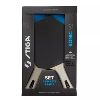 Ensemble de tennis de table loisir STIGA Sonic V2 – 2 raquettes, 3 balles, filet et poteaux