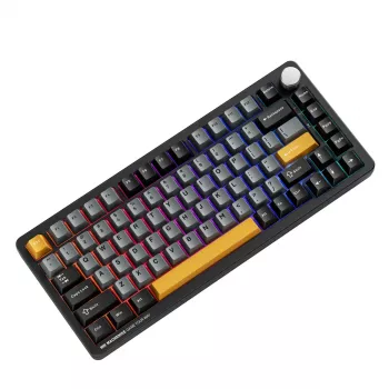 MACHENIKE K600-B82W Tri-Mode Wireless Mechanical Gaming Keyboard, 75% 82-Key, Gateron Silver Switches, Per-Key RGB, PBT Keycaps, Hot-Swappable, Black