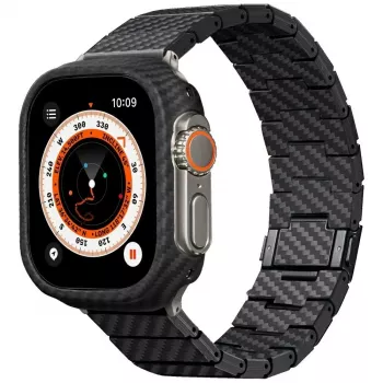 Bracelet de montre PITAKA Carbon Fiber Modern pour Apple Watch 42/44/45/49 mm noir gris