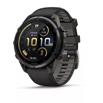 Montre connectée GPS multisport Garmin fenix 9 Pro avec communication satellite inReach, boîtier en titane DLC Carbon Gray 47 mm, bracelet en silicone noir/pebble gray