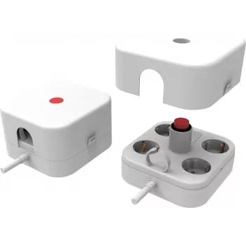 VALUE Multiprise 4 prises avec interrupteur et cache de protection amovible, 1,5 m, blanc