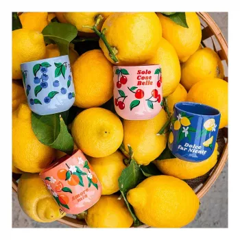 Bialetti Fruit Vibes Service de tasses à café en céramique 300 ml multicolore (4 tasses)