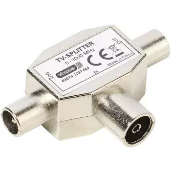 Répartiteur d'antenne TV 2 voies blindé Vivanco, prise coaxiale vers 2 fiches (VVANSHILD2M1F)