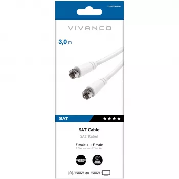 Câble SAT F Vivanco 3 m, blanc (VVSAT30MMNW)