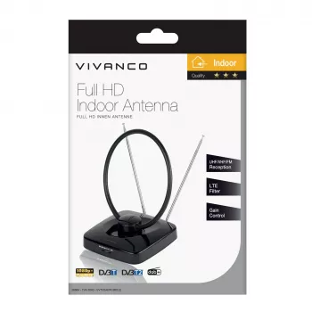 Vivanco VVTV2ANTCIRCLE antenne intérieure pour DVB-T/T2, DAB/DAB+ et radio FM, noir
