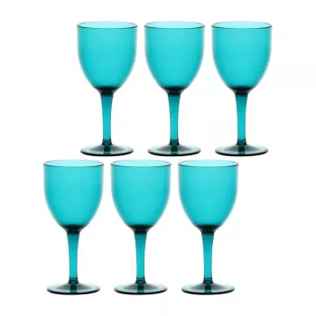 ROSE&TULIPANI FIABA lot de 6 verres à vin en acrylique 400 ml, turquoise