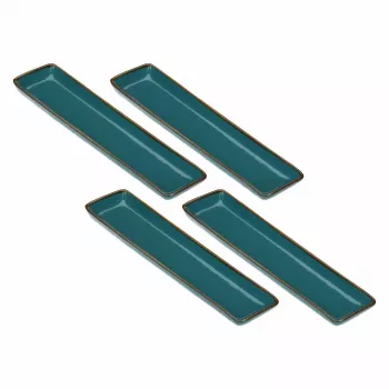 Ensemble de 4 plateaux rectangulaires ROSE&TULIPANI Concerto Ottanio - bleu-vert, 32 x 8 cm