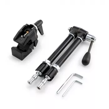 Bras articulé Magic Arm Manfrotto 143R avec support d'appareil photo, charge 3 kg, aluminium, noir