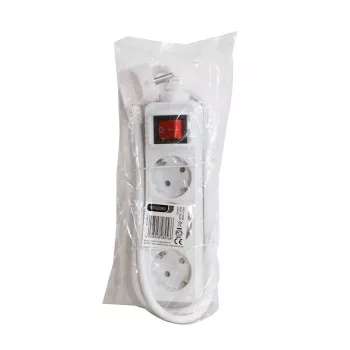 Vivanco VVELSTR3SCHSWWP multiprise Schuko 3 prises avec interrupteur, câble 1,5 m, blanc