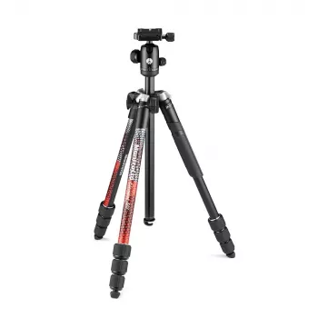 Trépied de voyage en aluminium Manfrotto Element MII 4 sections avec rotule, rouge (MKELMII4RD-BH)