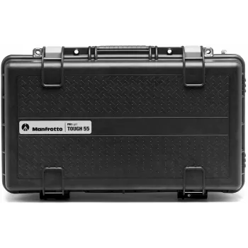 Valise à roulettes rigide Manfrotto Pro Light Reloader Tough H-55 pour matériel photo, étanche à l'eau et à la poussière IP67, serrure TSA, format bagage cabine, noire