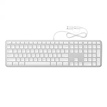 Clavier filaire rétroéclairé Satechi Slim LX3 avec pavé numérique, USB-C/USB-A, commutateur de mode Mac/Windows, argent