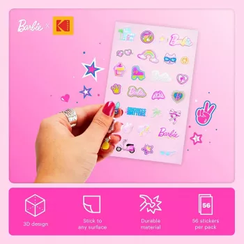 Ensemble de stickers décoratifs Kodak x Barbie, plus de 50 stickers (RODB2X3SCAM)