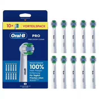 Têtes de brosse de rechange Oral-B Pro Precision Clean, lot de 10, brins moyens, technologie CleanMaximiser, compatibles avec toutes les brosses à dents rechargeables Oral-B sauf Pulsonic et iO