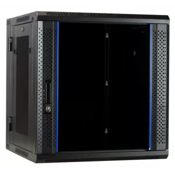 DSIT DS6612ZP-DOUBLE armoire serveur murale 6U réversible avec porte en verre trempé et panneaux latéraux perforés, 600x450x370 mm, noir