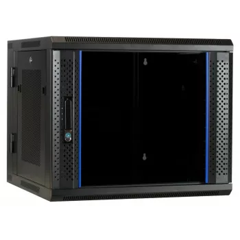 Boîtier rack mural DSIT 6U avec porte en verre trempé, réversible, 600x450 mm, noir