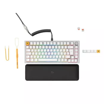 Clavier mécanique Glorious GMMK Pro, 75% Pre-Built, disposition ISO UK, blanc