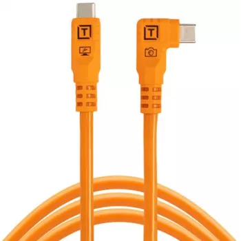 Tether Tools TetherPro Optima 10G USB-C to USB-C Right Angle Cable, 1.8 m, Orange (CUC06RTG2-ORG)